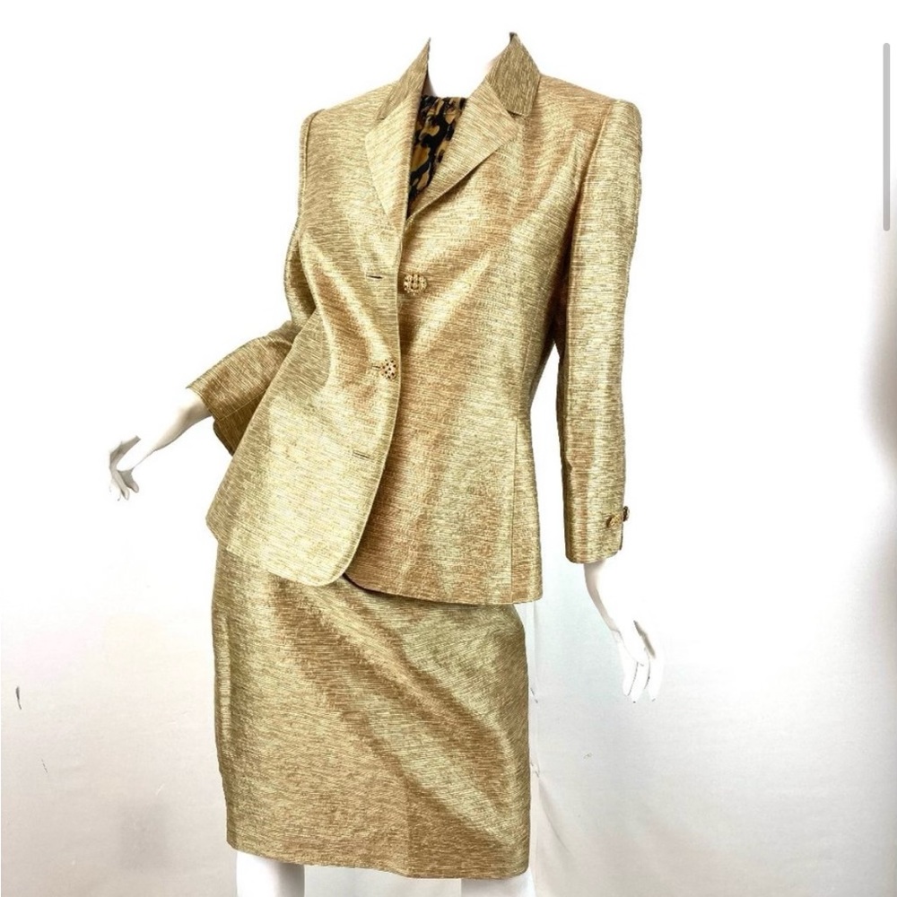 Beautiful Gold Dana Buchman Jacket and skirt set. Elegant and regal.